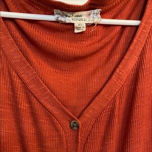 Pink Republic Vibrant Orange V-Neck Sweater